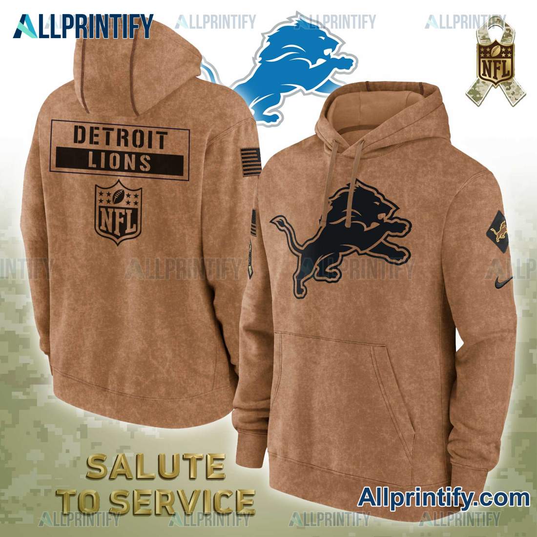 Detroit Lions Salute To Service NFL 2023 Hoodie