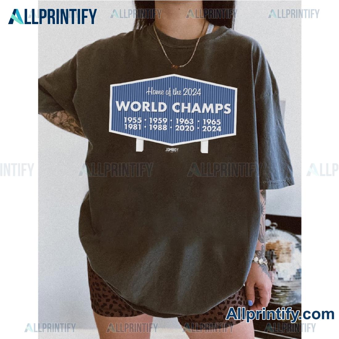 Los Angeles Dodgers Home Of The 2024 World Champs Welcome To Chavez Ravine Unisex T-shirt-a qsfWkSh