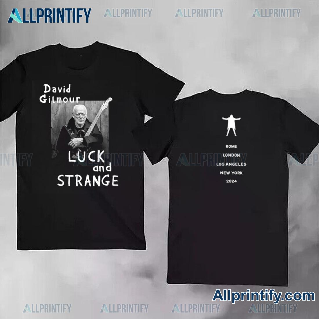 Pink Floyd David Gilmour Luck And Strange Tour Portrait Graphic Classic Men VBRxGcO