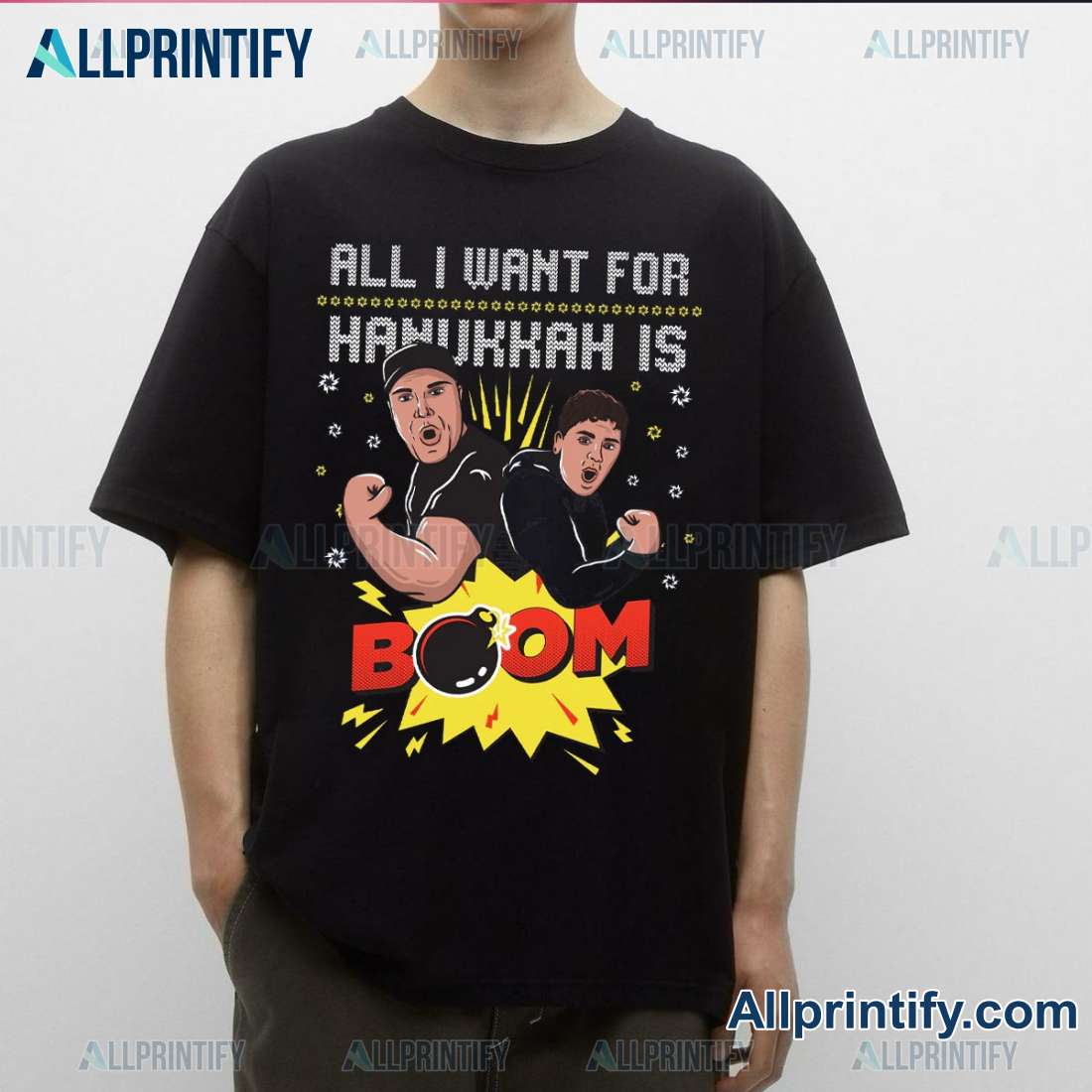 All I Want For Hanukkah Is Boom Graphic Unisex Ugly Sweater-a ZzGivoI