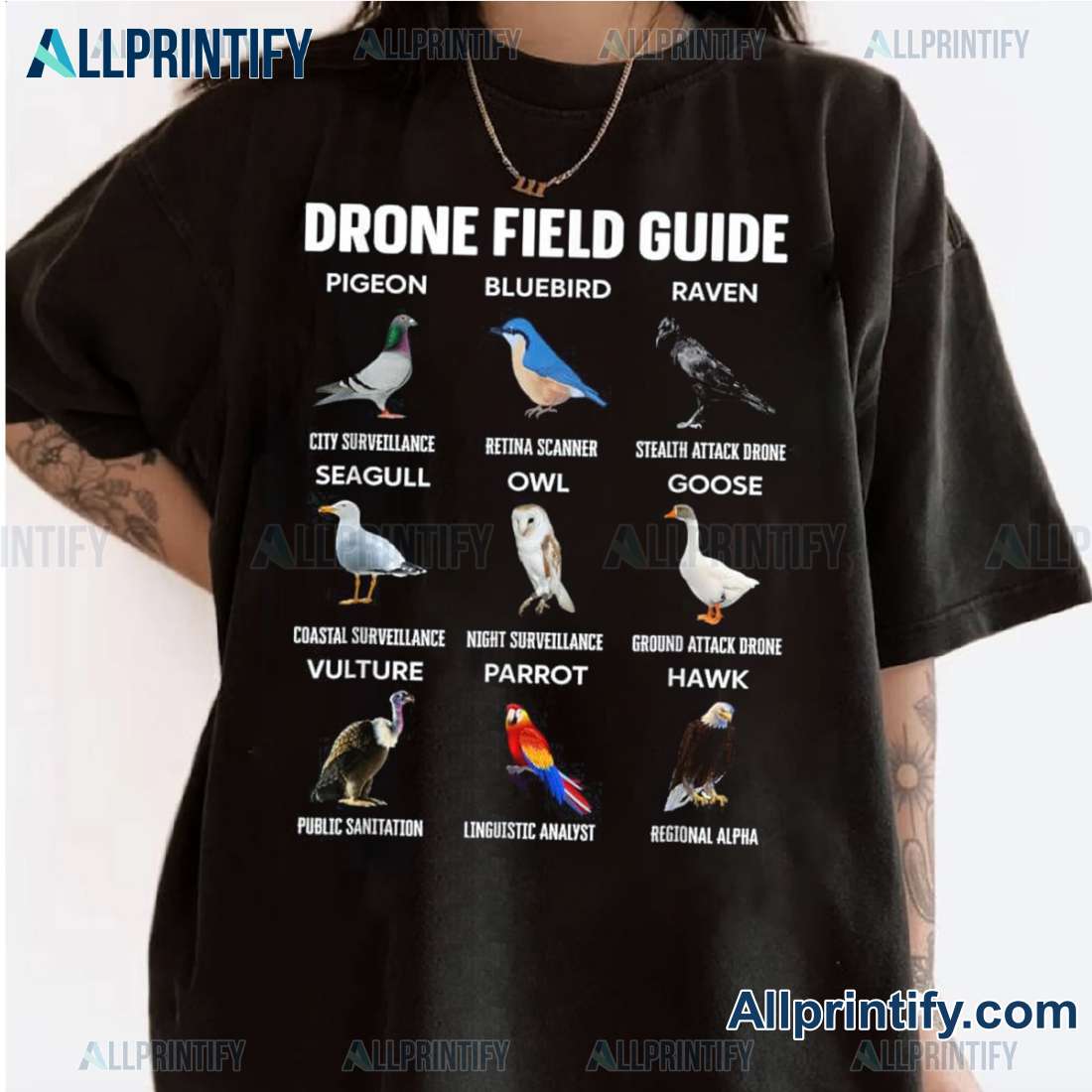 Birds Drone Field Guide They Aren't Real Classic Ladies Tee rLd3ic1