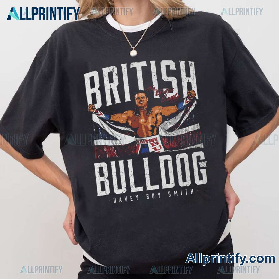 British Bulldog Davey Boy Smith 500 Level Classic Men Shirt-a qsCnih9