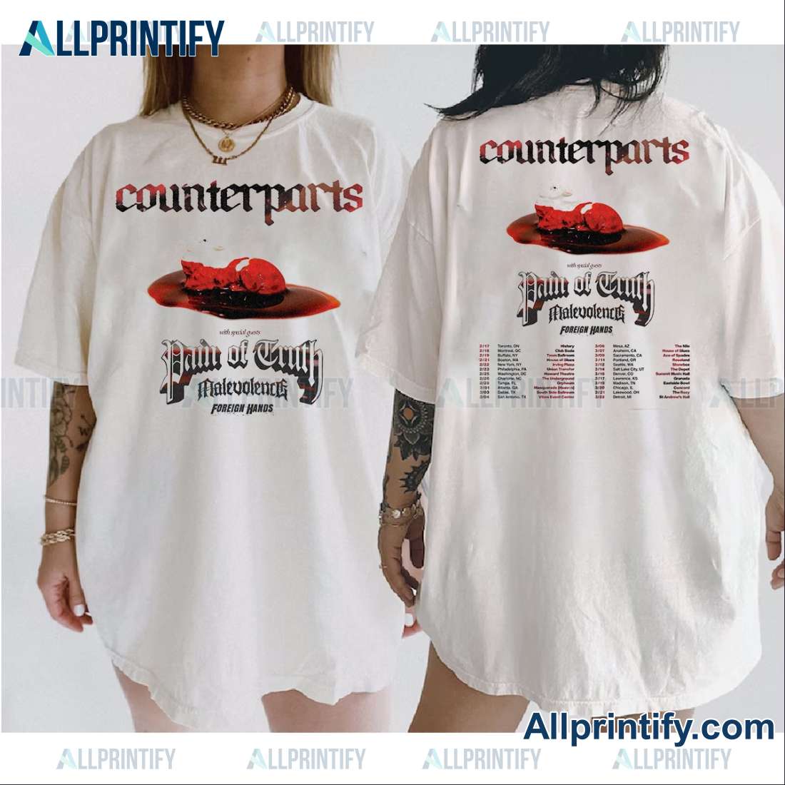 Counterparts The Heaven Let Them Die North American Tour 2025 Unisex T-shirt sAyS9QL