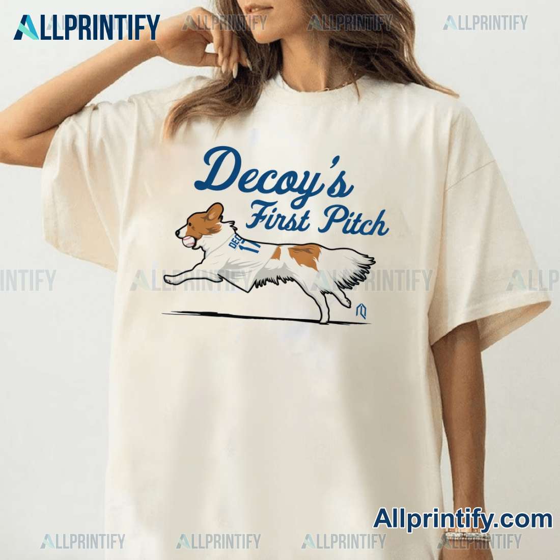 Decoy Shohei Ohtani Los Angeles Dodgers Decoy's First Pitch Unisex T-shirt nc3zSOD