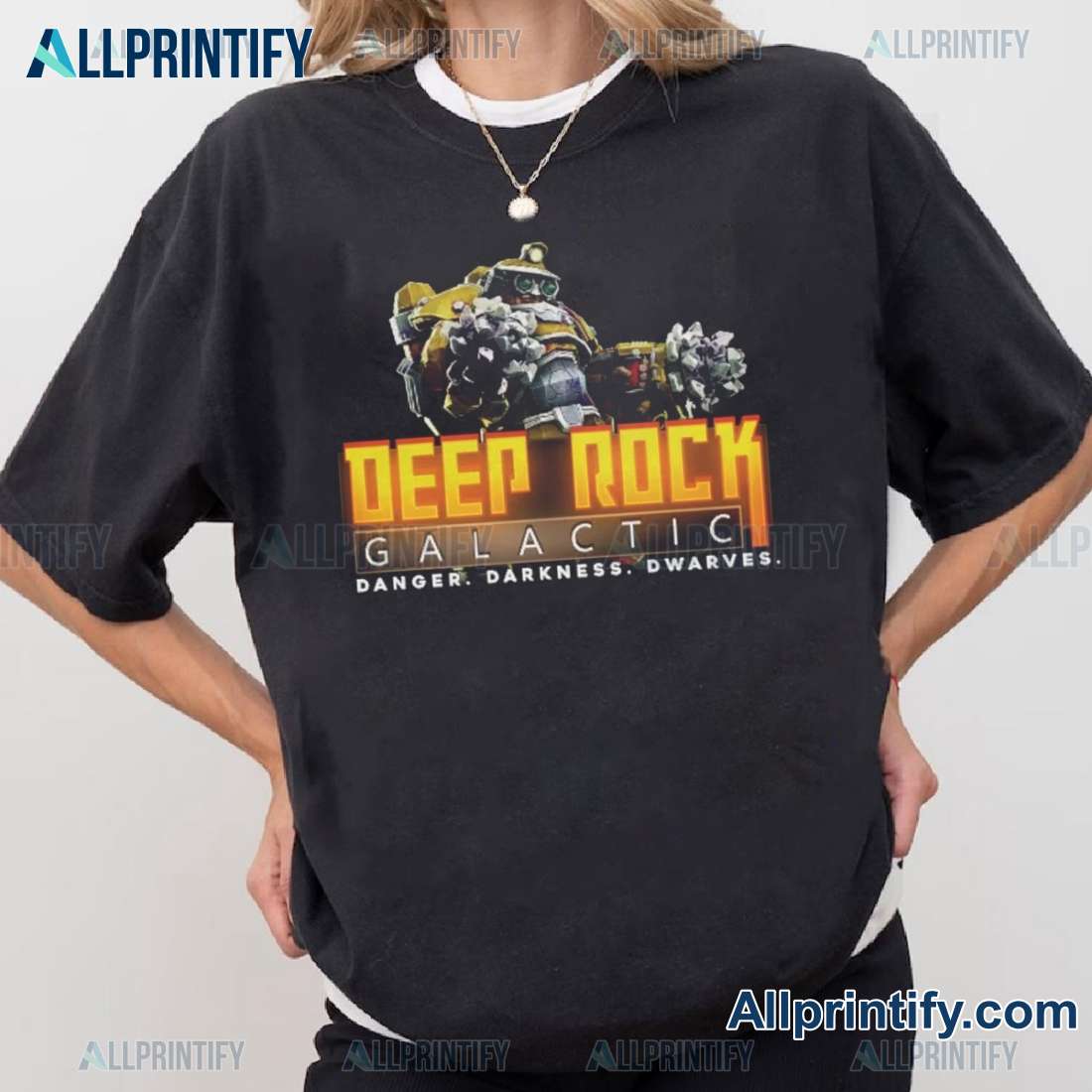 Deep Rock Galactic Driller Danger Darkness Dwarves Classic Men Shirt-a BdpfHQa