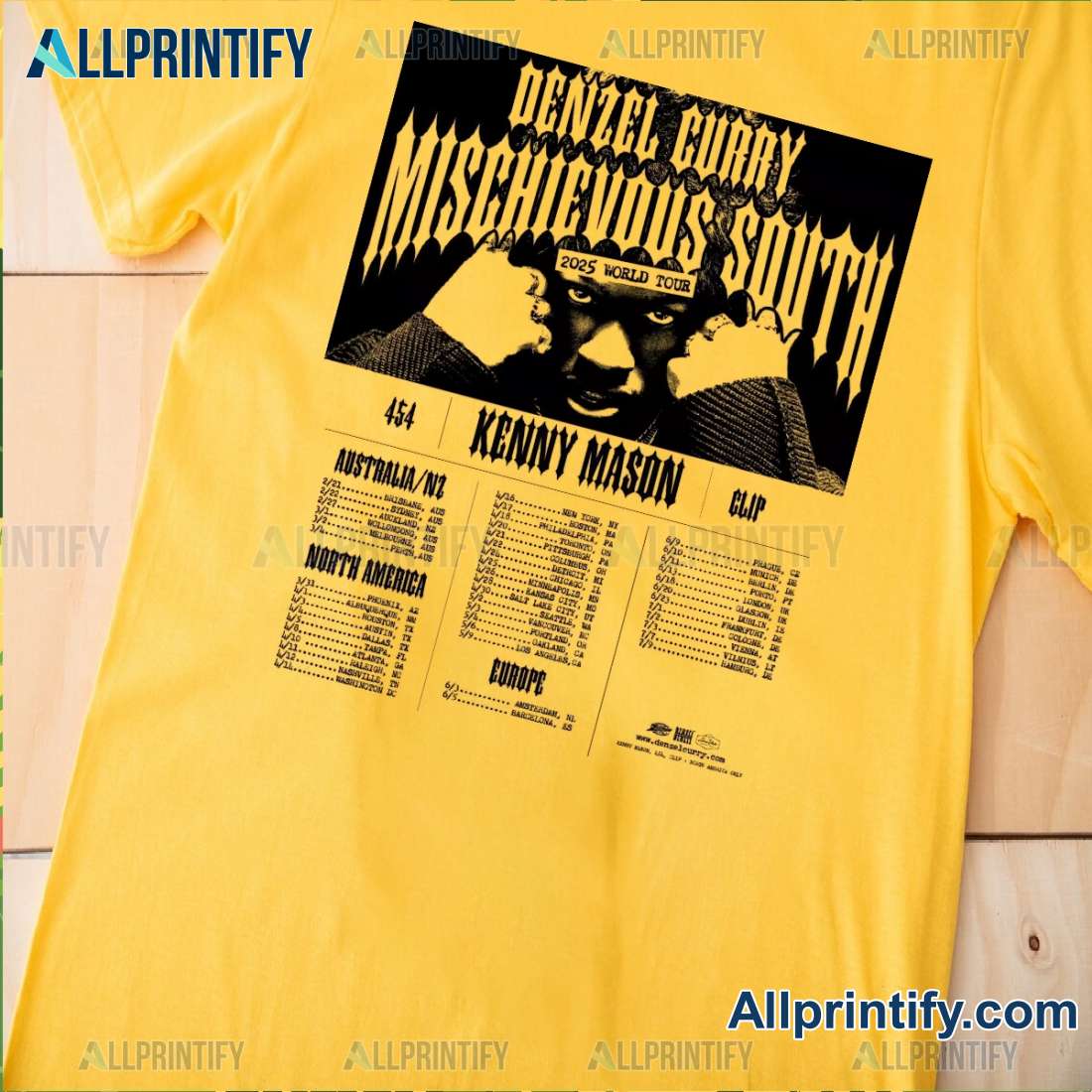 Denzel Curry Mischievous South World Tour 2025 Classic Men Shirt-a p70Y9Nd