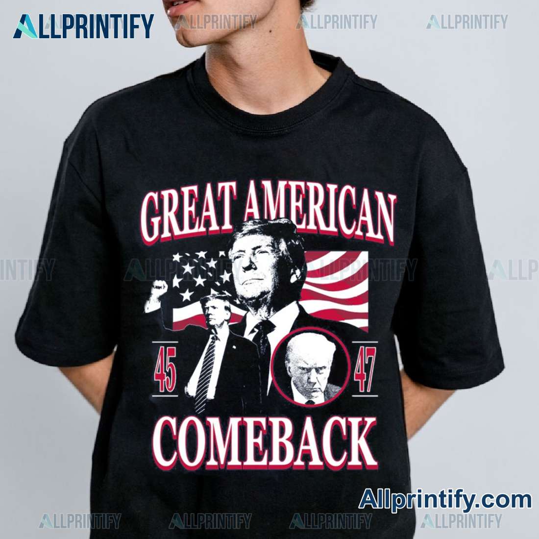 Donald Trump 45 - 47 Great American Comeback Graphic Classic Men Shirt C4nJuG7