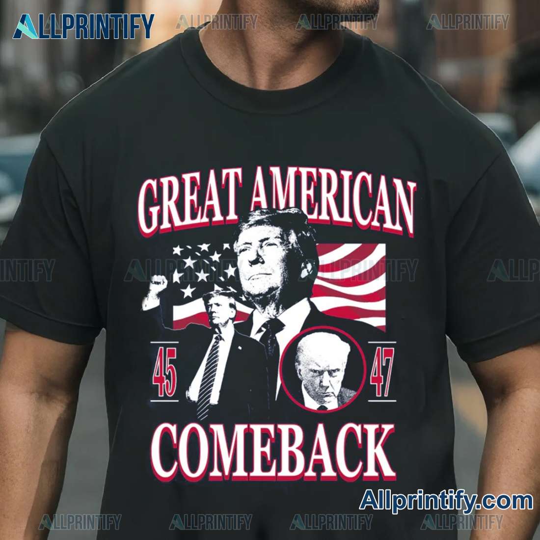 Donald Trump 45 - 47 Great American Comeback Graphic Classic Men Shirt-a C14mHZh