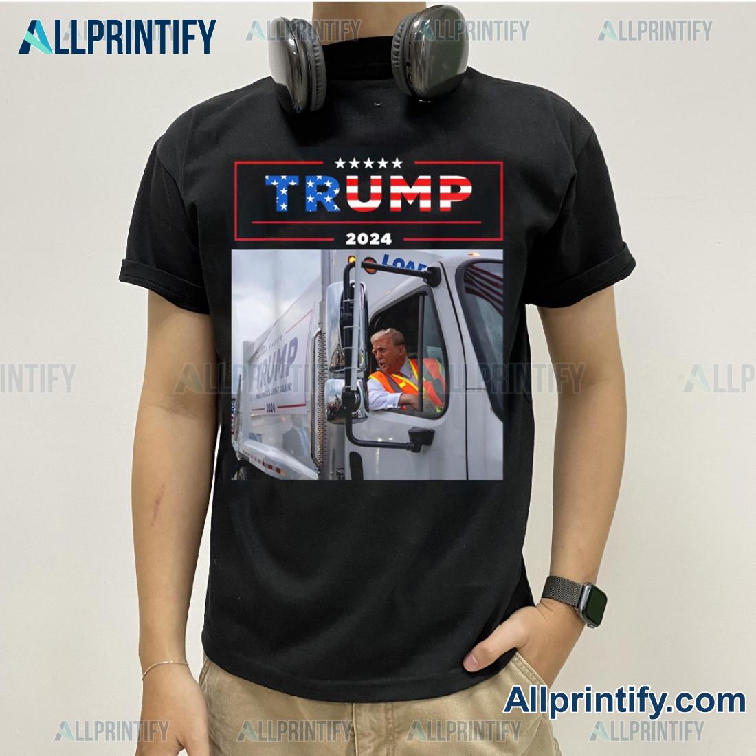 Donald Trump Rides In Garbage Truck Graphic Classic Men Shirt HJbQdKT