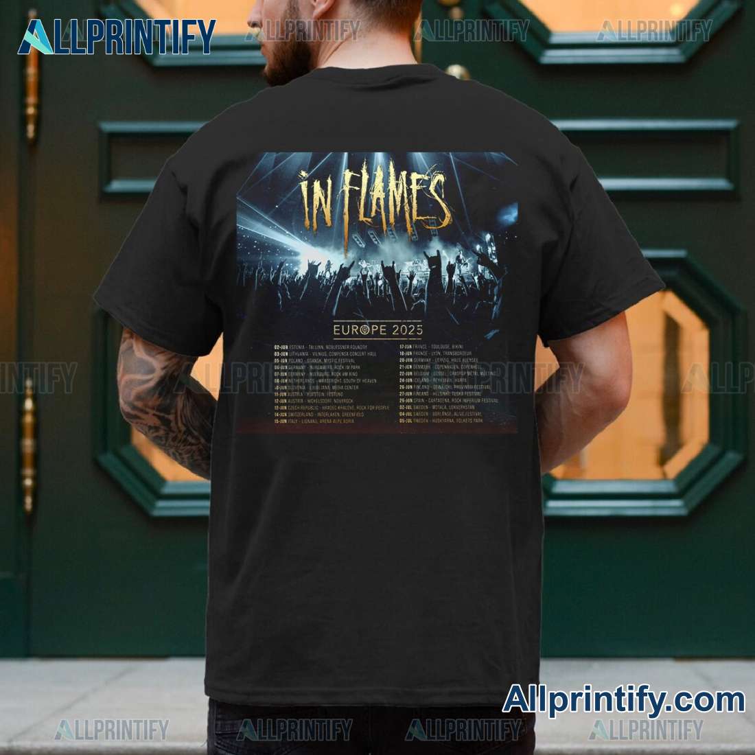 In Flames Europe Tour 2025 Tour Graphic T-shirt tDRqvwS