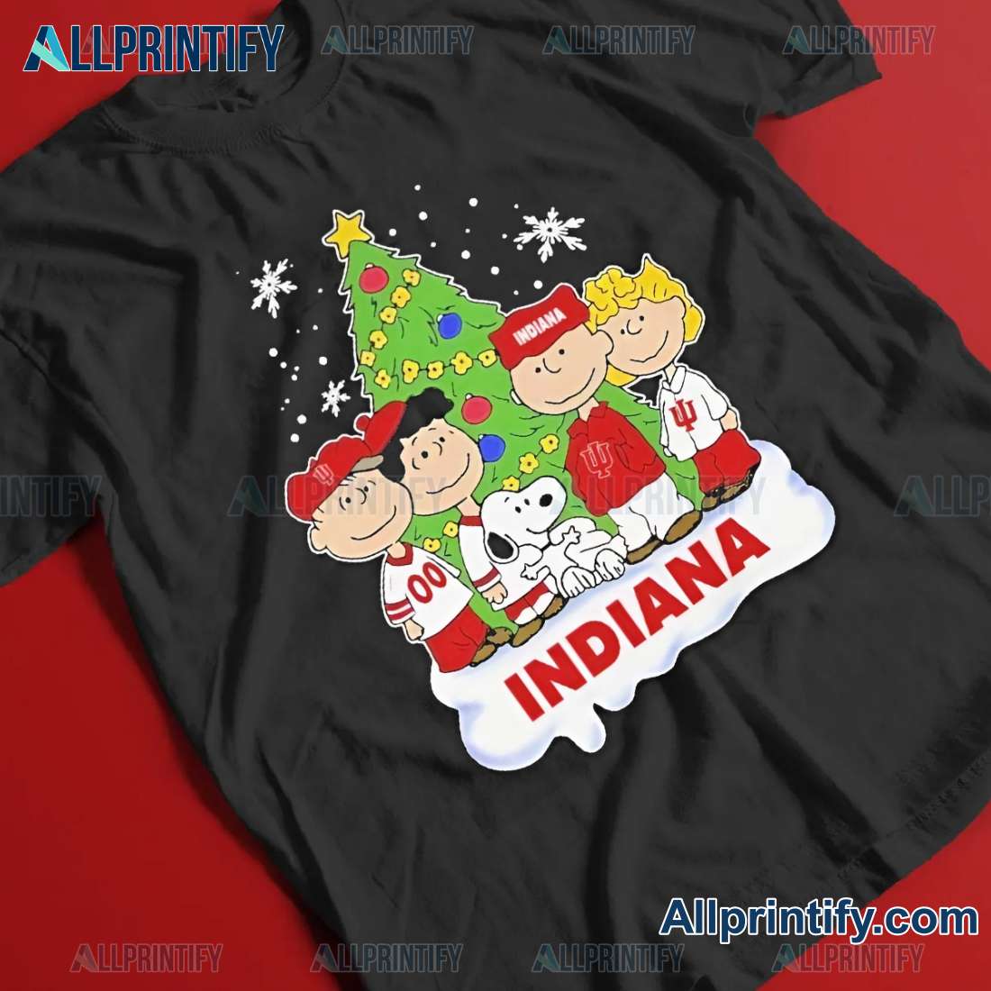 Indiana Hoosiers X Snoopy And Friends Christmas Unisex T-shirt-a mnCboFZ