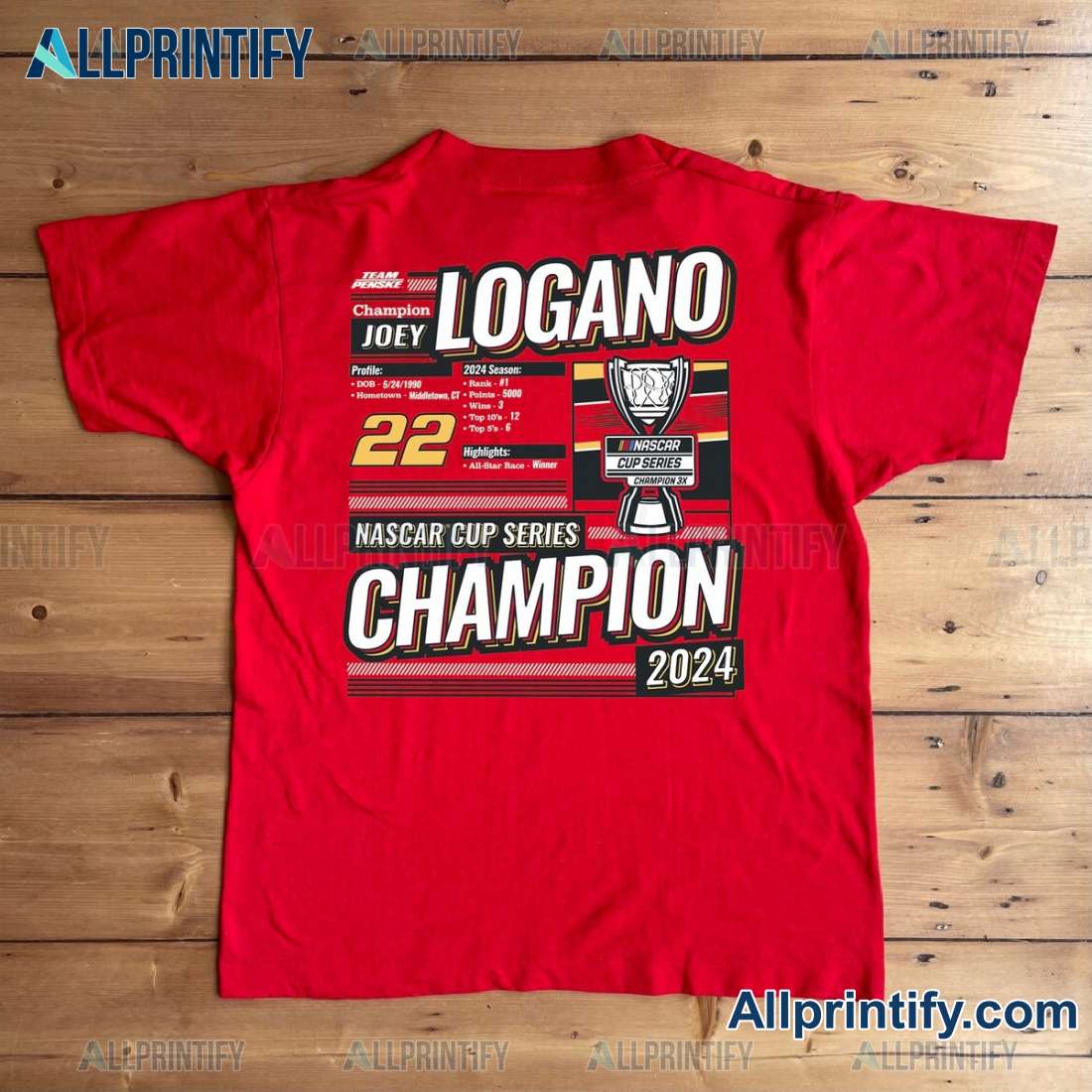 Joey Logano '47 2024 Nascar Cup Series Champion Backer Franklin Graphic T-shirt ivOYLK8