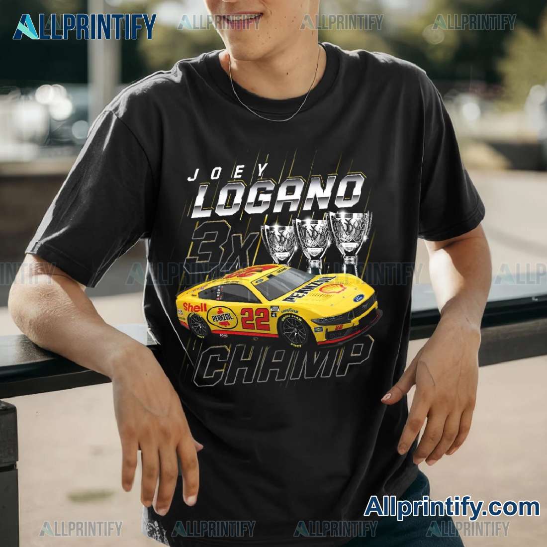 Joey Logano Team Penske Three-time Nascar Cup Series Champion Trophy T-shirt sO7R5nv