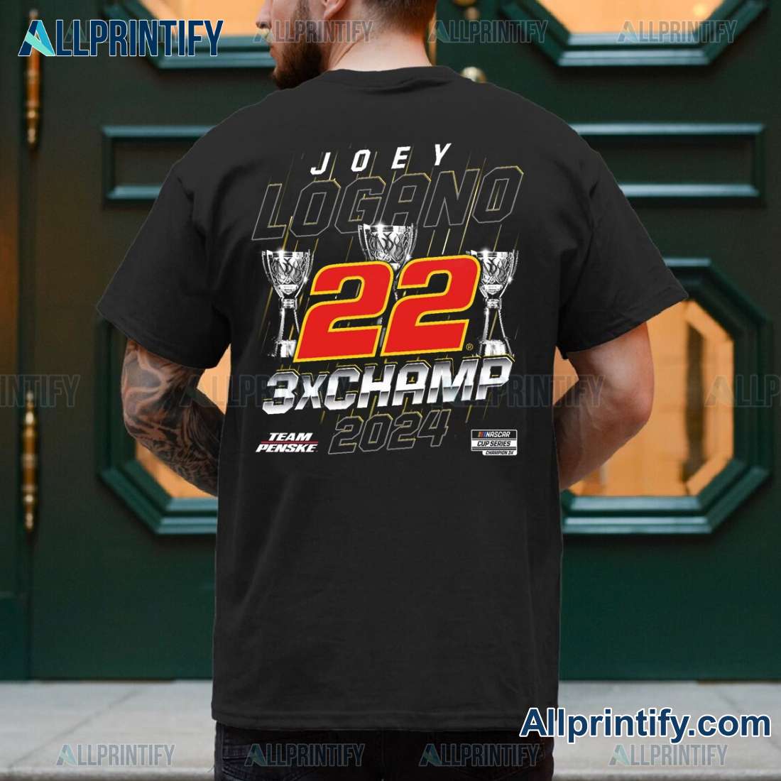 Joey Logano Team Penske Three-time Nascar Cup Series Champion Trophy T-shirt-a EQC1K5J