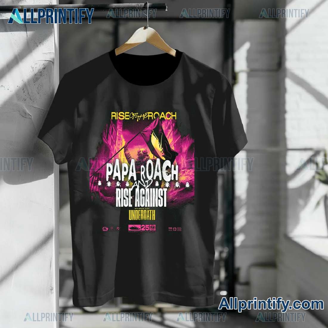 Papa Roach Rise Of The Roach Usa Tour 2025 Gift For Fan Shirt C2s09DW