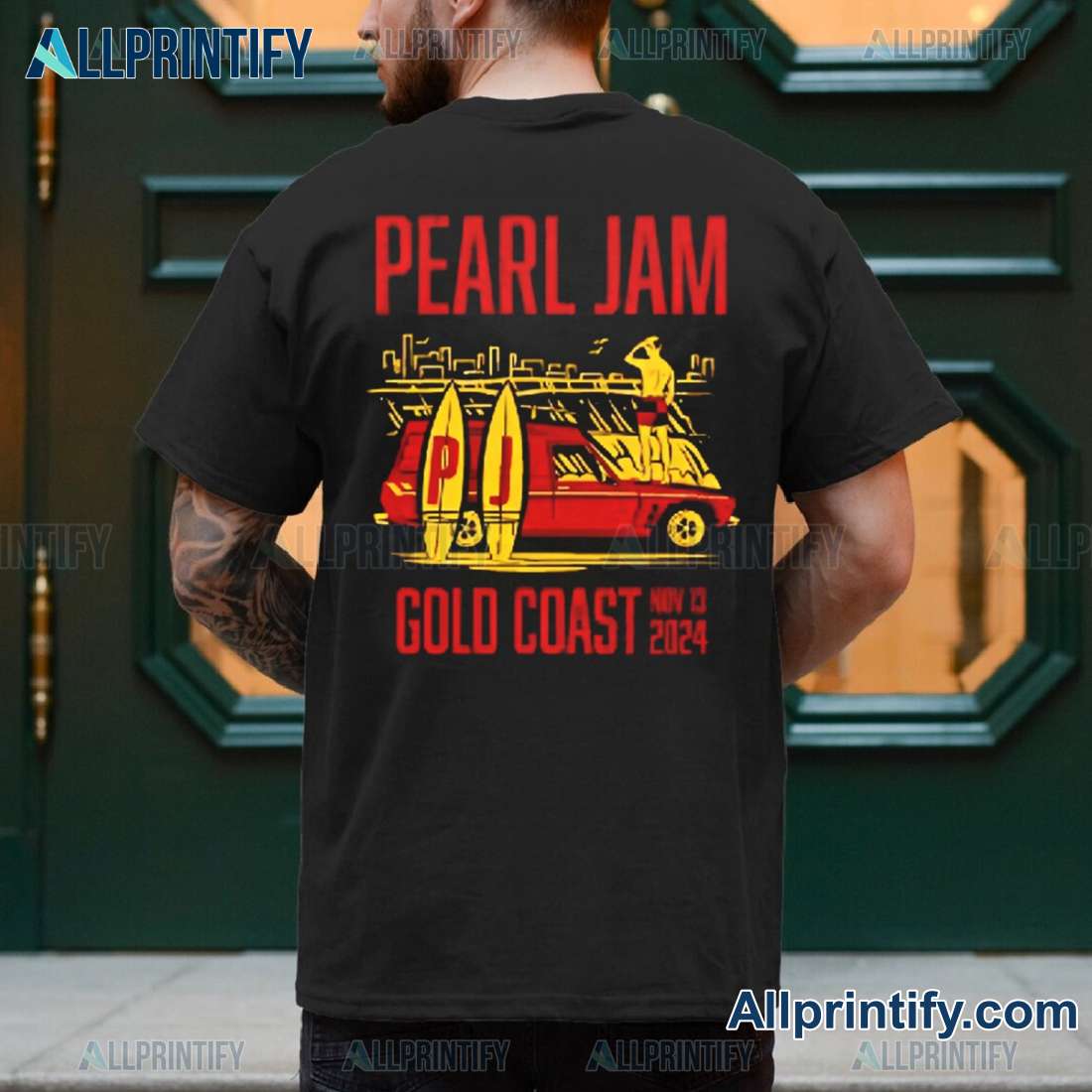 Pearl Jam Gold Coast Australia Red Version Classic Men Shirt-a 5EzcGti