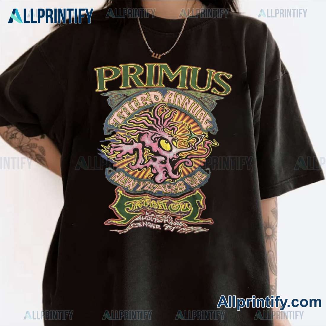 Primus 1994 Nye Freakout Kaiser Auditorium Oakland Unisex T-shirt-a rNa1niS