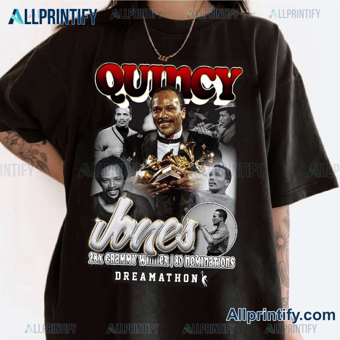 Quincy Jones 28x Grammy Winner 80 Nominations Dreamathon Classic Men Shirt nloXvg4