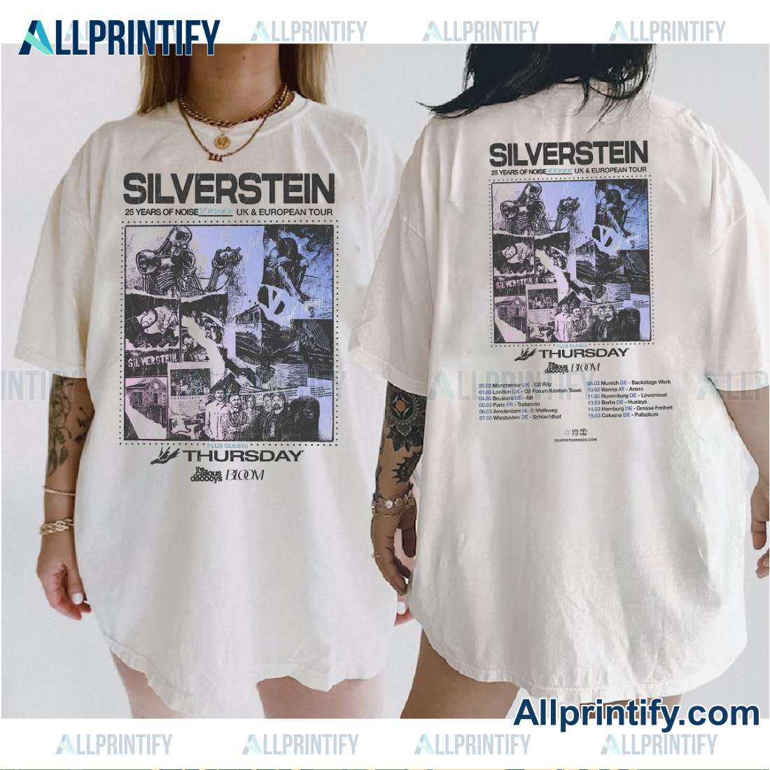 Silverstein 25 Years Of Noise UK and Europe Tour 2025 Classic Men Shirt l4utQiN