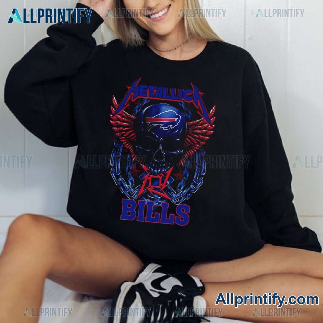 Skull Metallica Buffalo Bills Lovers NFL Unisex T-shirt, Sweatshirt-a vJRtAbq