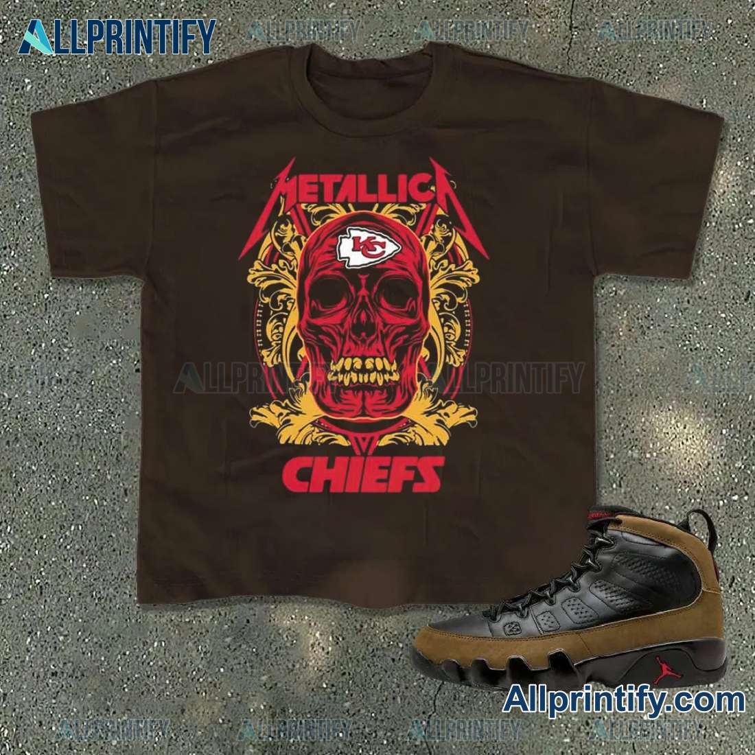 Skull Metallica Kansas City Chiefs NFL Printed Classic Ladies Tee R58UGN6