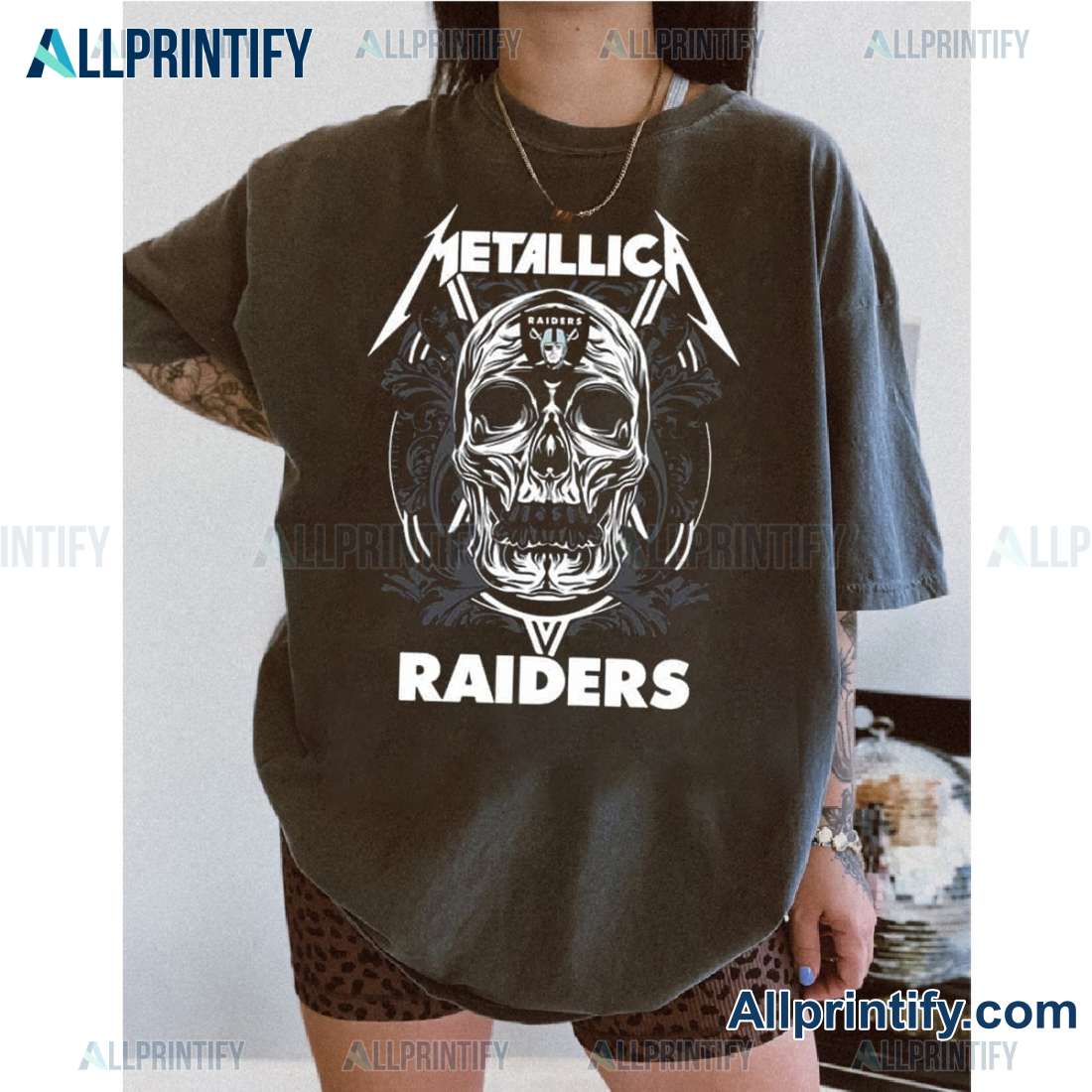 Skull Metallica Las Vegas Raiders NFL Graphic Unisex T-shirt-a pLTlf8o