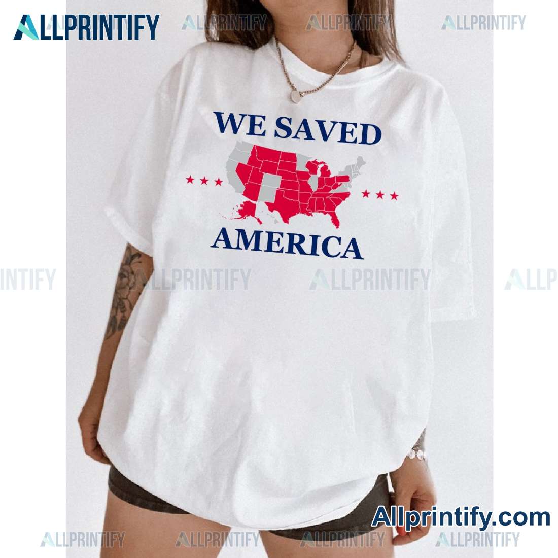 We Saved America 2024 Graphic Classic Men Shirt 2VQhanW