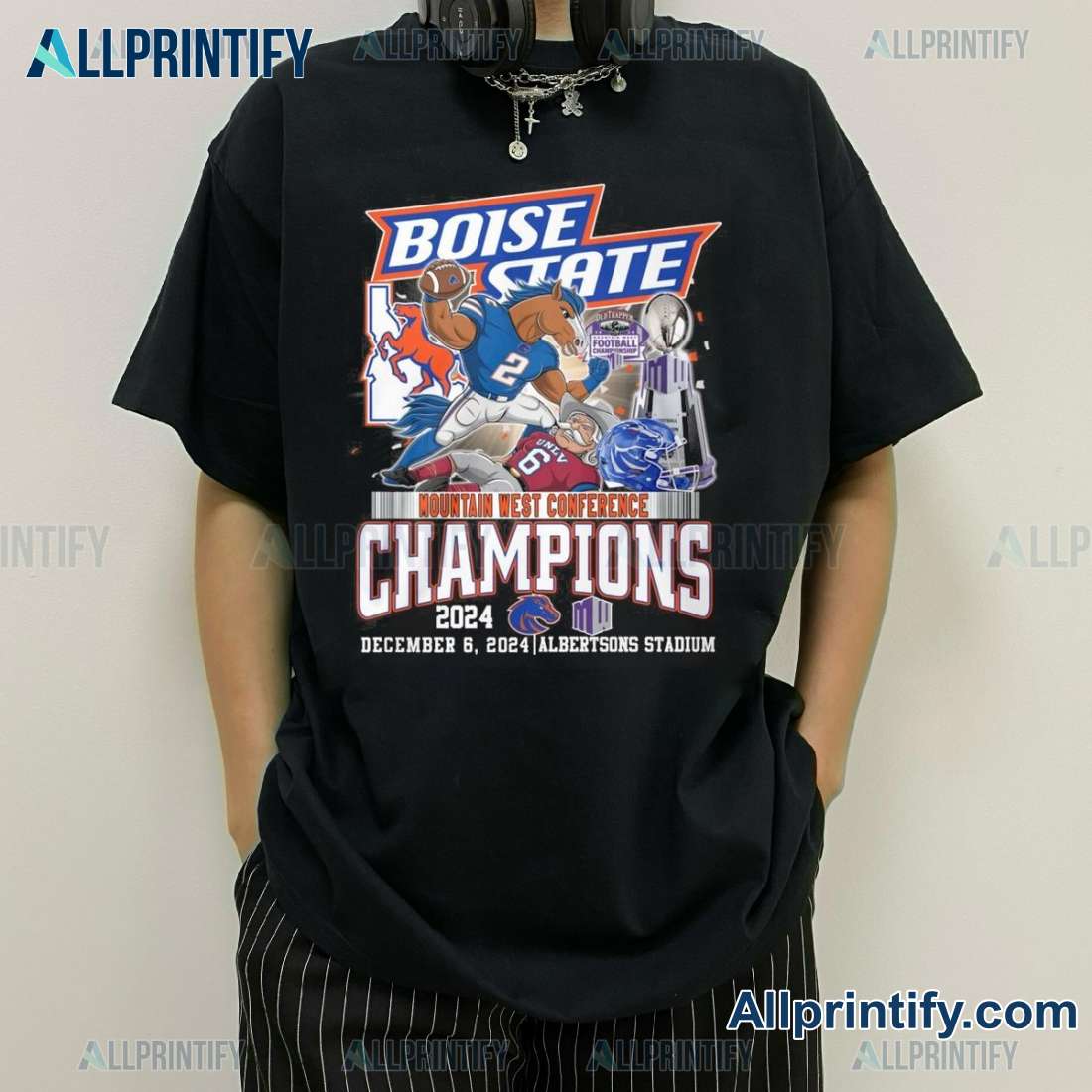 Boise State Broncos 2024 Mountain West Conference Back To Back Unisex T-shirt pawH5vG