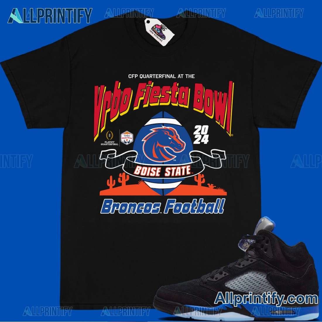 Boise State Broncos Blue 84 College Football Playoff 2024 Fiesta Bowl Unisex T-shirt JI62xDn