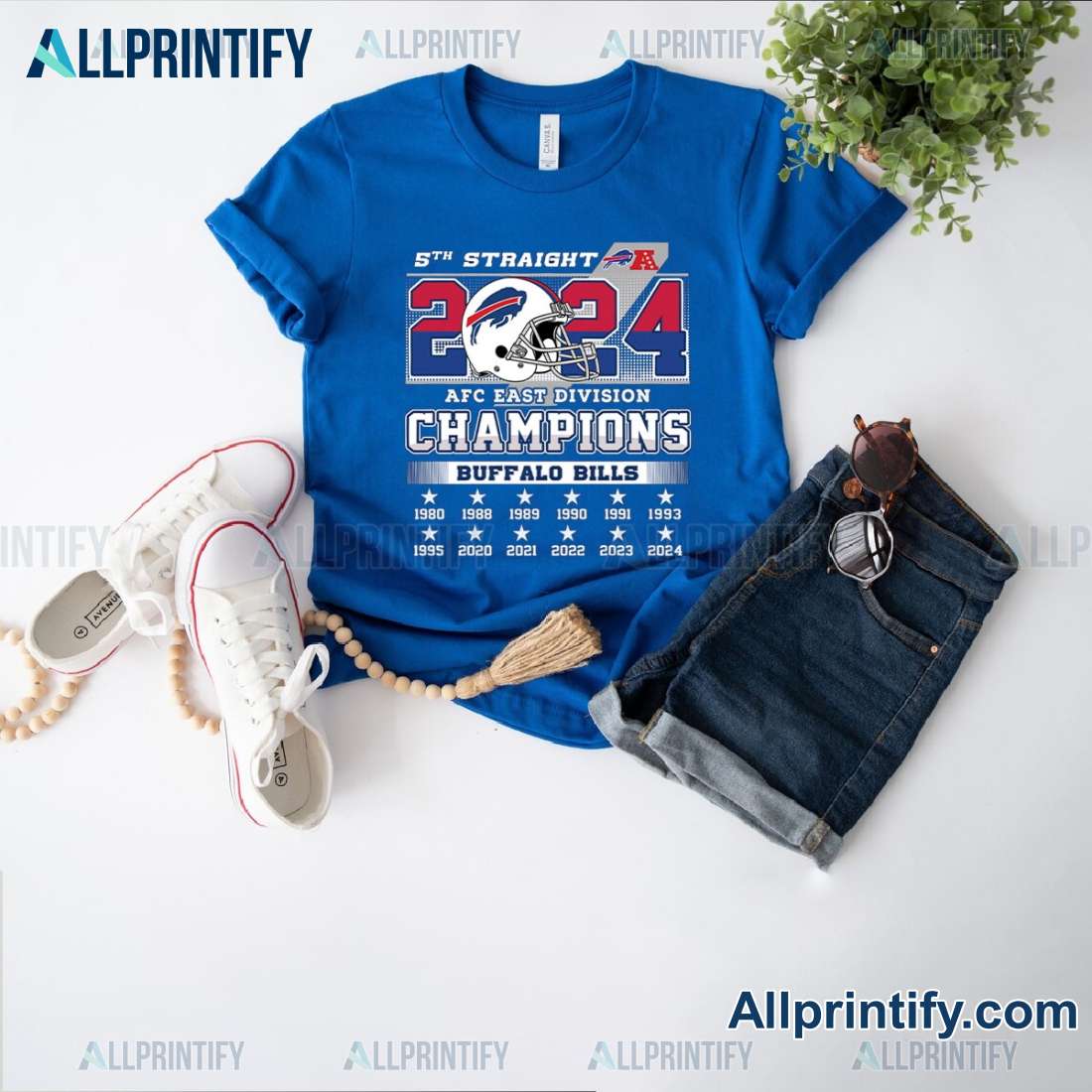 Buffalo Bills Afc East Division Champions 5th Straight 2024 Unisex T-shirt R3NcgYx