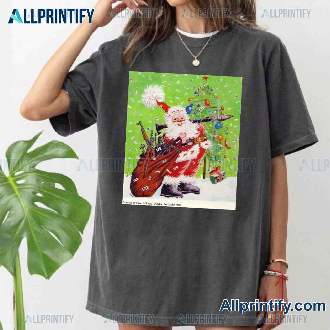 Christmas Card Drawn By Lucas Quigley Graphic Classic Men Shirt 9EIK5o4