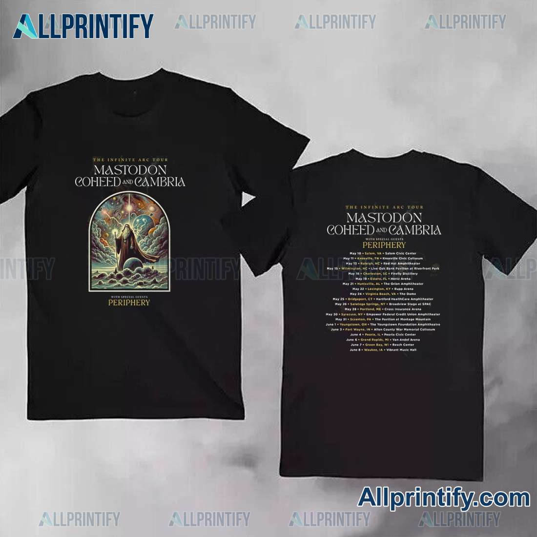 Coheed And Cambria And Mastodon The Infinite Arc Tour 2025 Classic Men Shirt Qx2bXvO