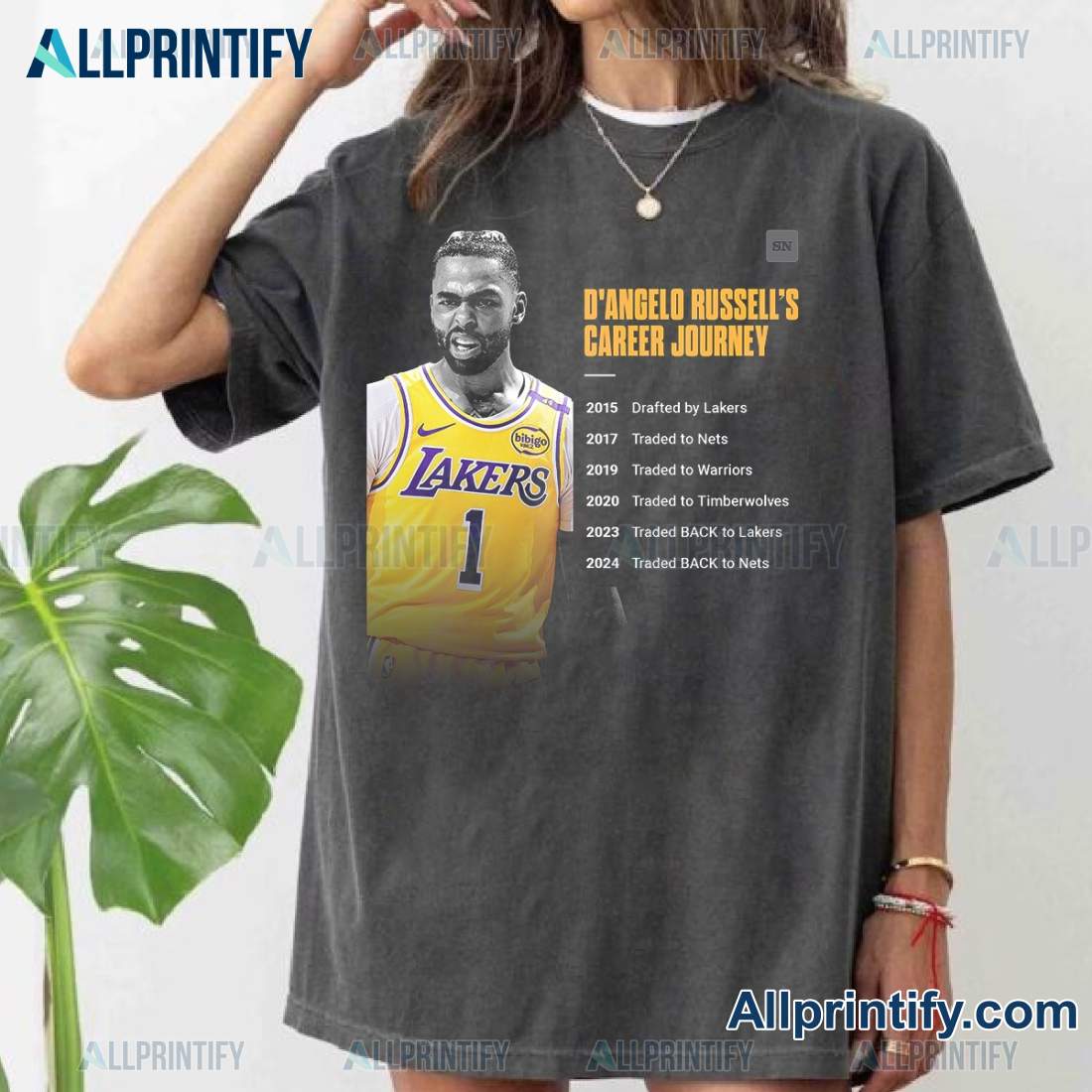 D'angelo Russell Los Angeles Lakers D'angelo Russell's Career Journey Unisex T-shirt Dq7NPQi