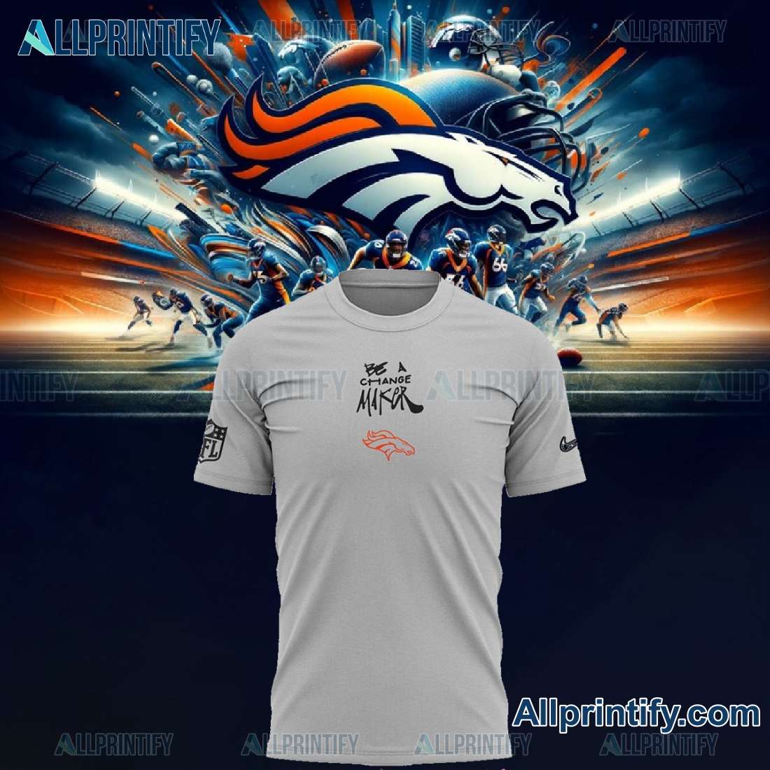 Denver Broncos Be A Change Maker Equity Justice Freedom Opportunity Classic Men Shirt s5u6kXS