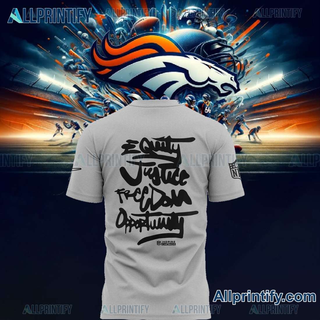 Denver Broncos Be A Change Maker Equity Justice Freedom Opportunity Classic Men Shirt-a XNLRql6