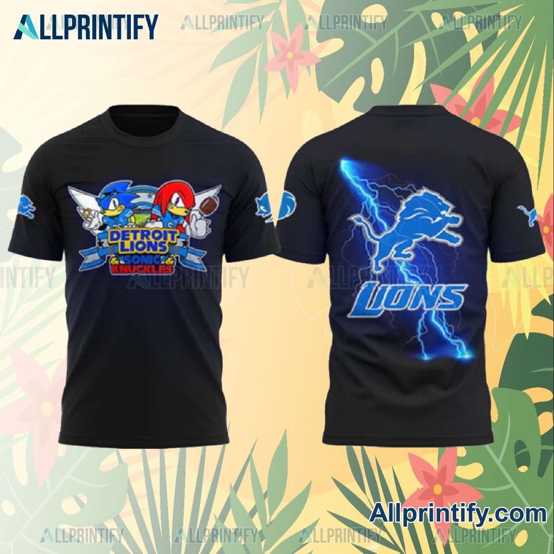 Detroit Lions X Sonic And Knuckles Unsiex T-shirt p6IFG1Q