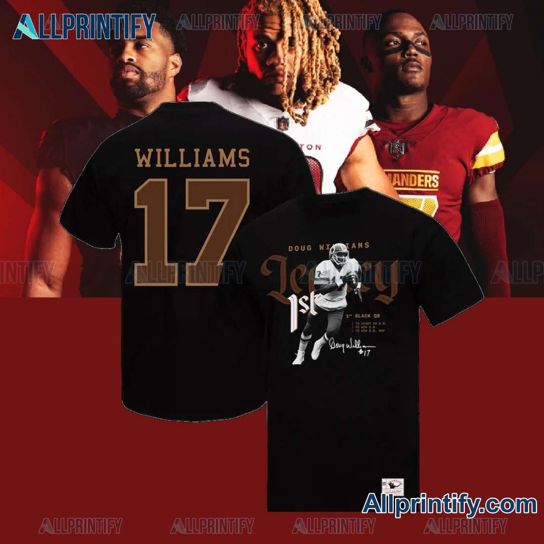 Doug Williams Washington Commanders Mitchell & Ness Legacy Signature Unisex T-shirt oYGTg2v