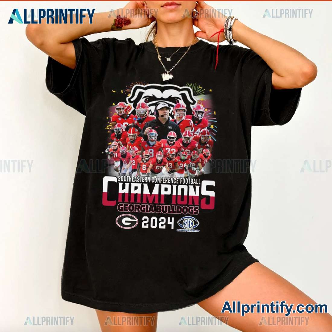 Georgia Bulldogs Southeastern Conference Football Champions 2024 Gift For Fan T-shirt-a 43sjek0