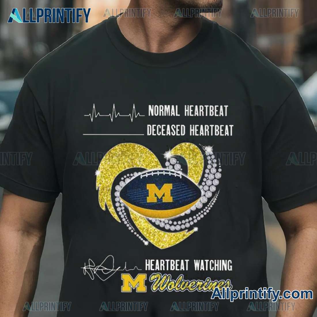 Heartbeat Watching Michigan Wolverines 2025 Graphic Unisex T-shirt-a osiVBUw