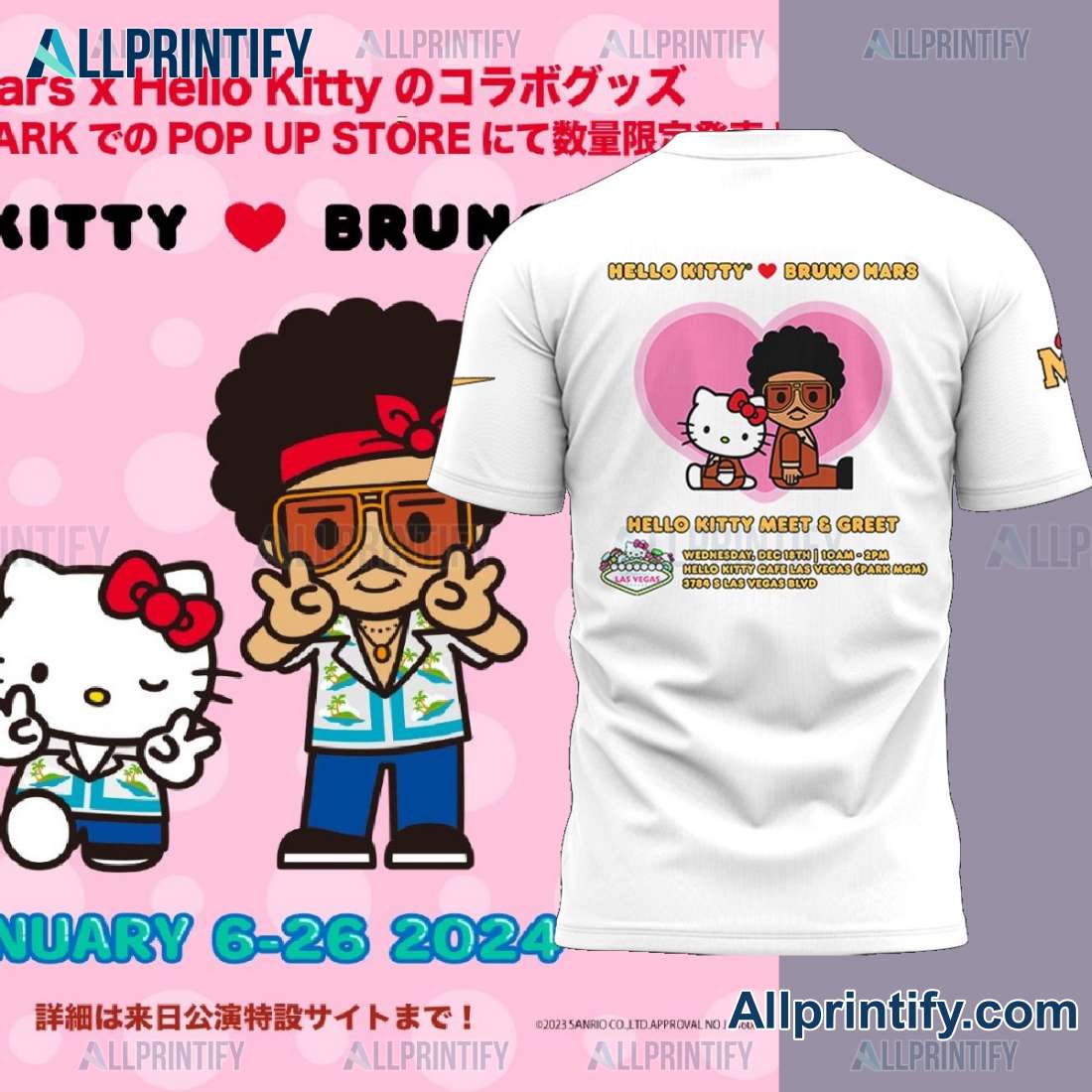 Hello Kitty X Bruno Mars Hello Kitty Meet & Greet Classic Men Shirt-a XDZP6xY