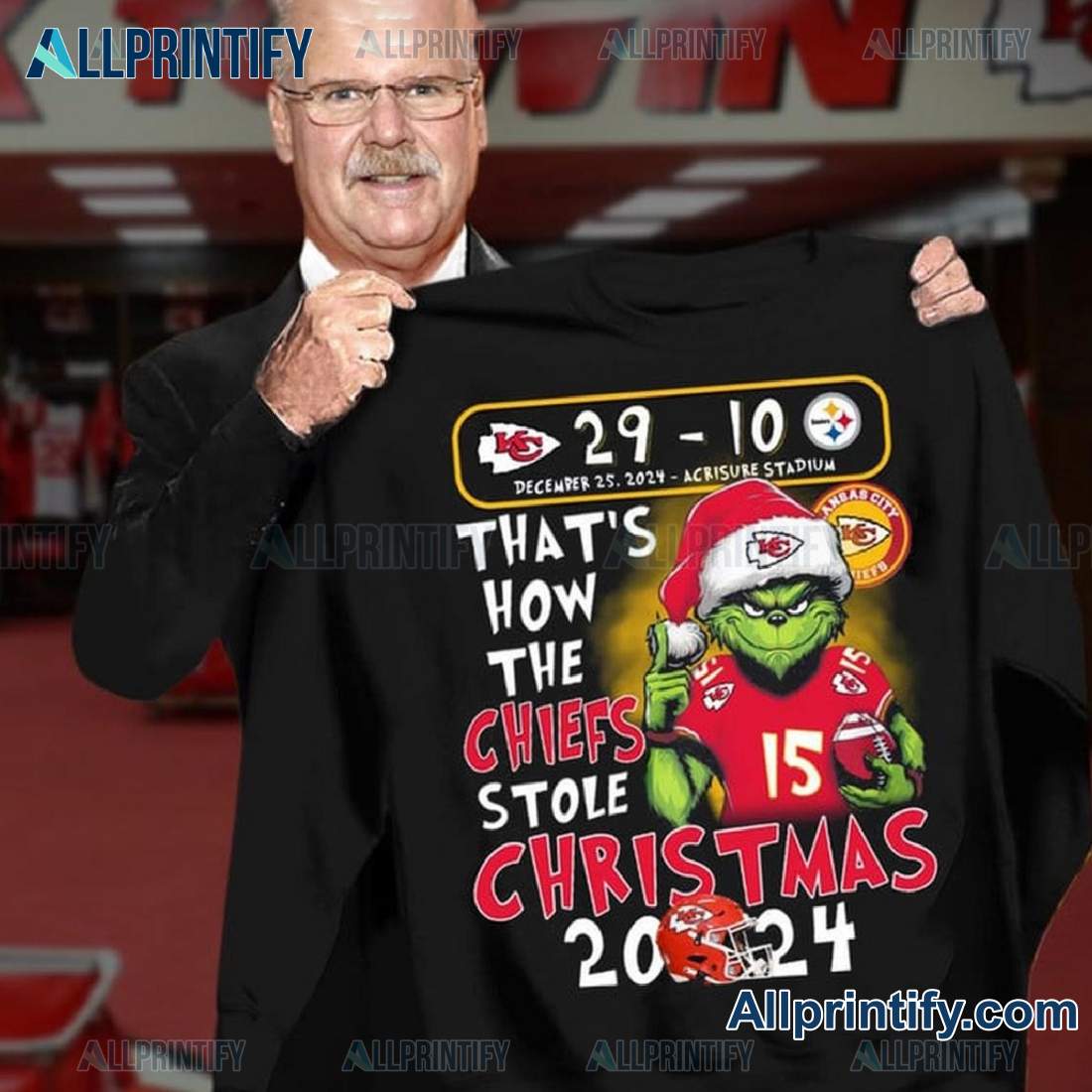 Kansas City Chiefs Chiefs 29-10 Steelers Thats How The Chiefs Stole Christmas 2024 T-shirt qBFvcYJ