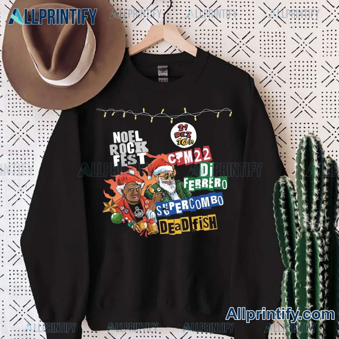 Noel Rock Fest Xmas Graphic T-shirt 5GOE0tm