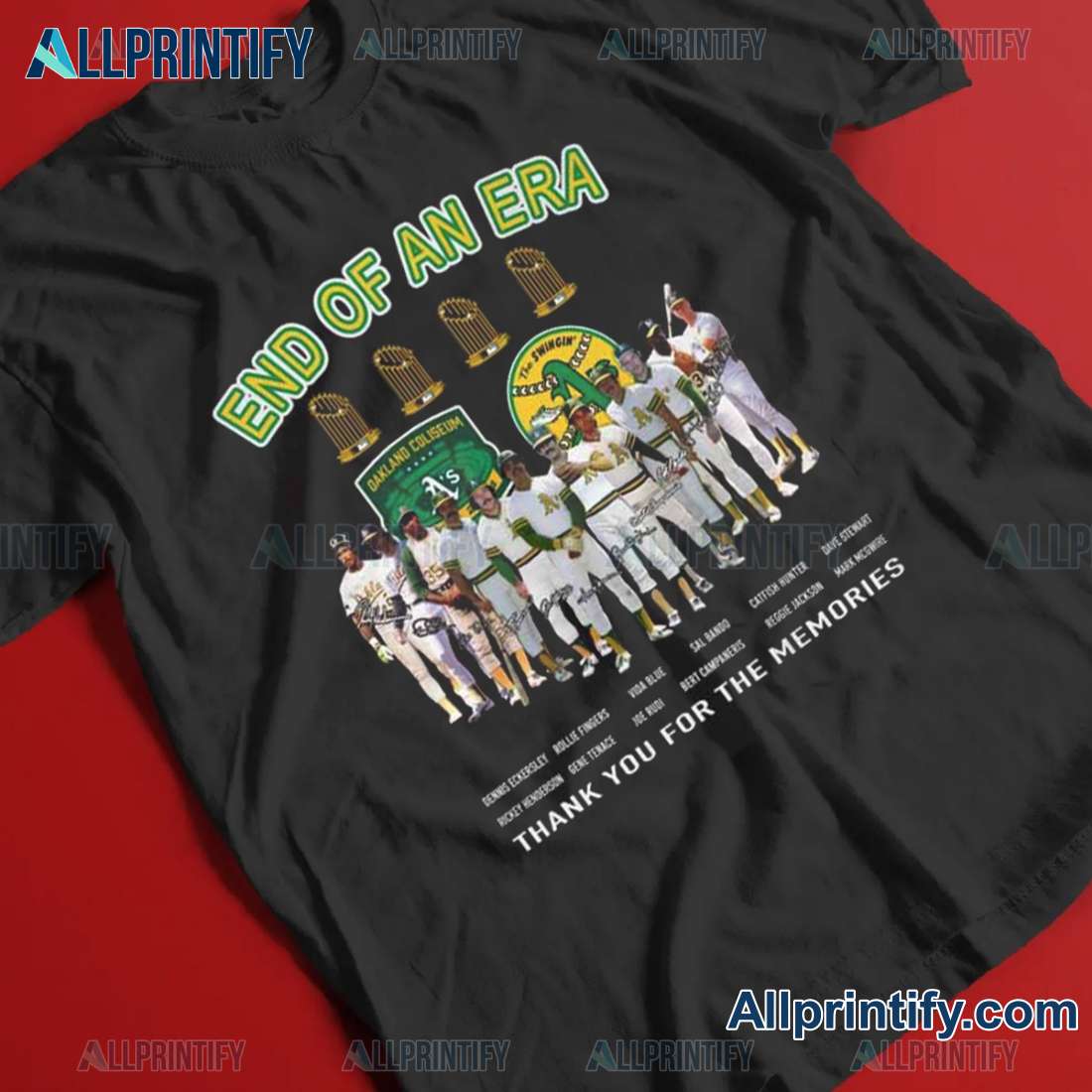 Oakland Athletics End Of An Era Thank You For The Memories Signatured Unisex T-shirt wvHmRYf