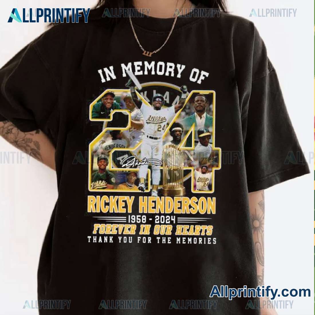 Oakland Athletics In Memory Of Rickey Henderson 1958-2024 Classic Men Shirt DEKNOpV