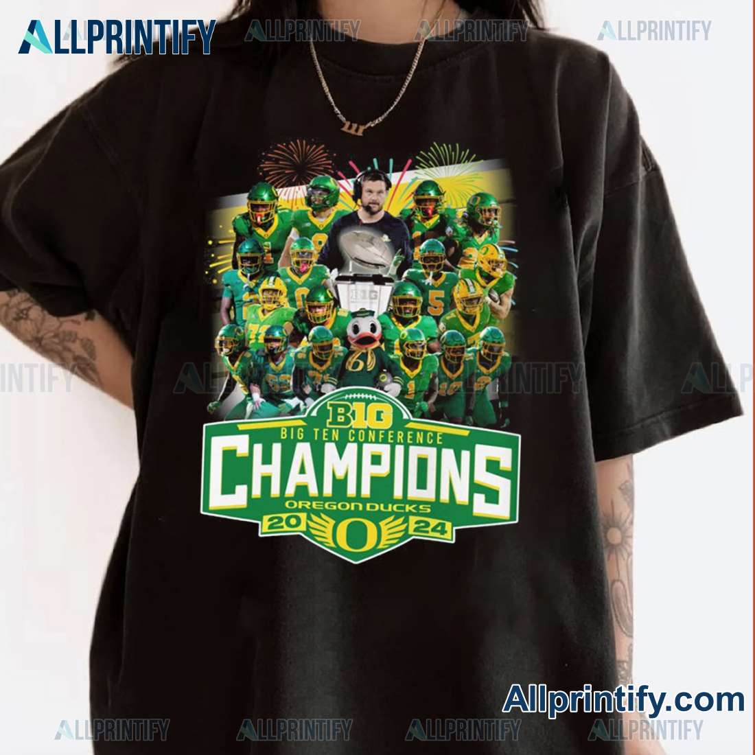 Oregon Ducks Big 10 Conference Football Champions 2024 Unisex T-shirt-a 82LZeYU