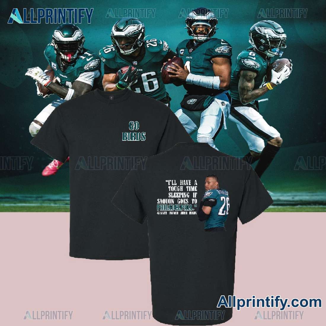 Philadelphia Eagles Go Birds I'll Have A Tough Time Sleeping If Saquon Goes To Philadelphia T-shirt 9auQdys