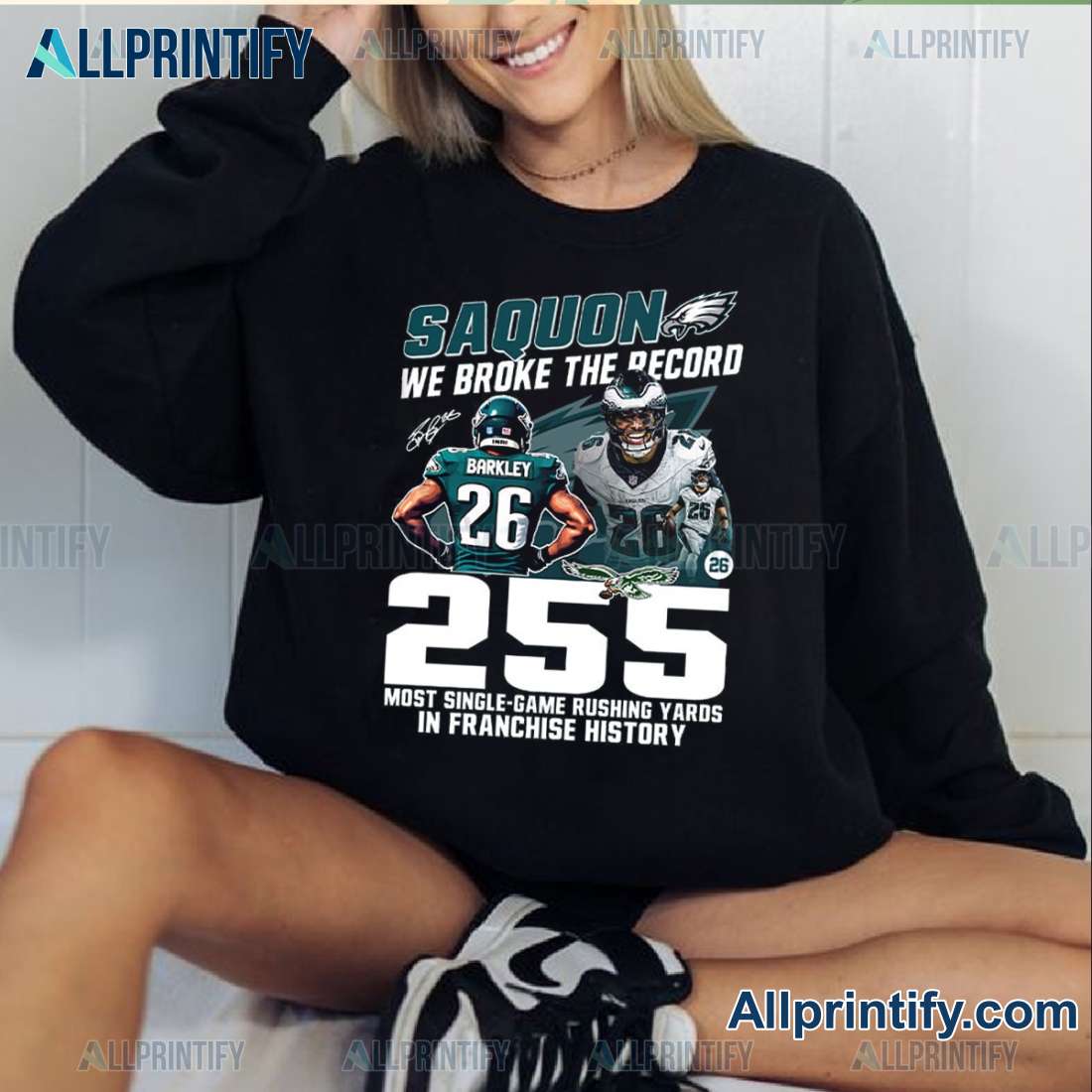 Philadelphia Eagles Saquon We Broke The Record Unisex T-shirt pbqB6ga