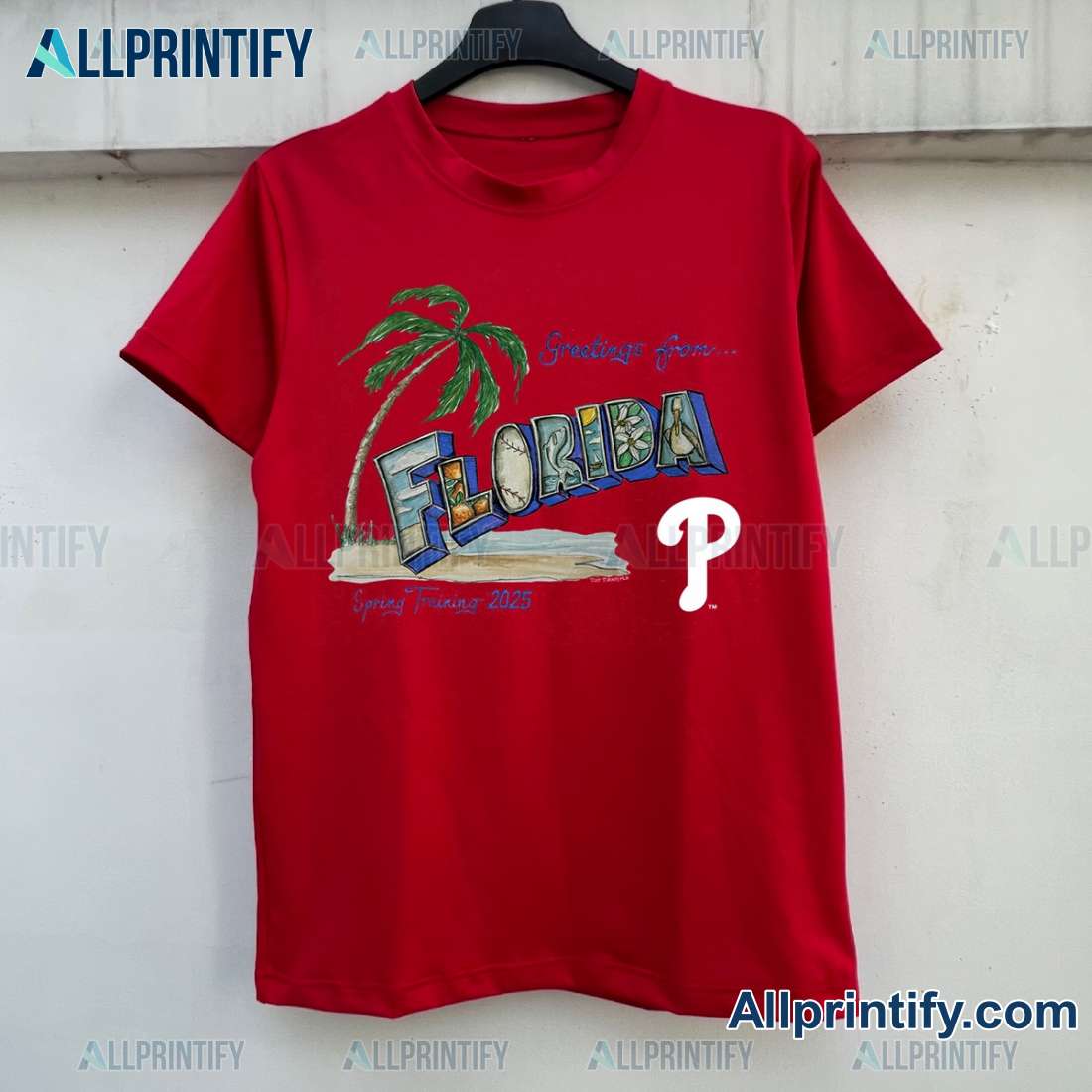 Philadelphia Phillies Greetings From Florida Spring Training 2025 Unisex T-shirt S9CiXD4