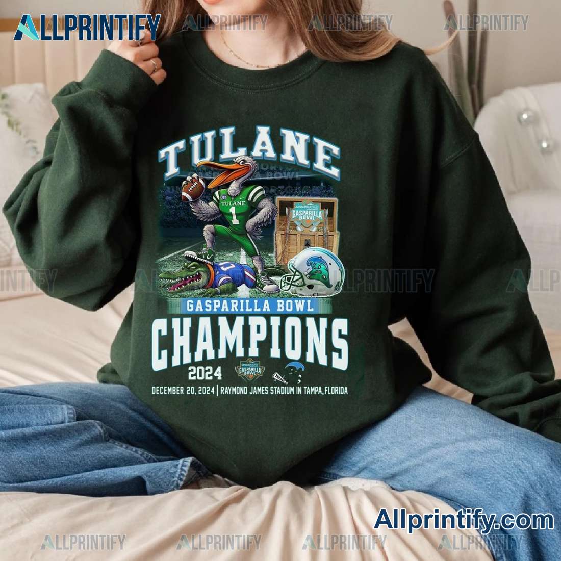 Tulane Green Wave Gasparilla Bowl Champions 2024 Graphic Unisex T-shirt WxqEfeC