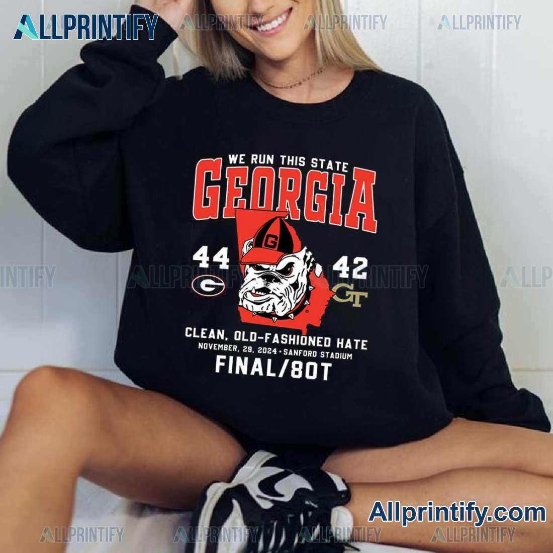 We Run This State Georgia 44-42 Georgia Tech Clean Old-fashioned Hate Graphic T-shirt aQHowy5